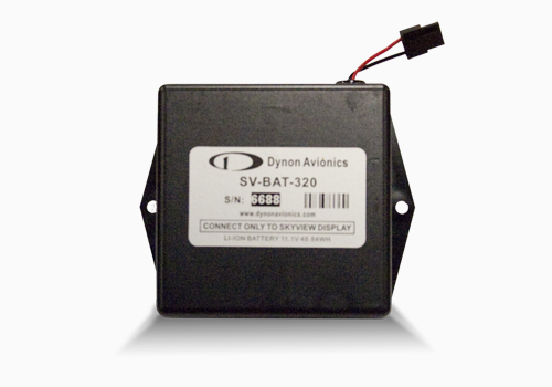 SV-BAT-320 provides at least an hour of power to a single SkyView display and all connected SkyView Network Modules, including the ADAHRS and EMS.