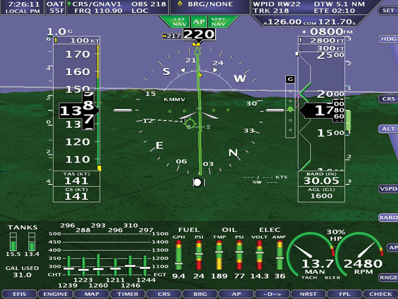 GPS and ILS AF-5000 series display feature