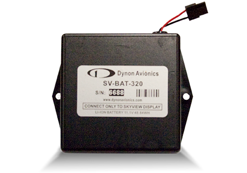 A back up battery provides at least an hour of power to a single SkyView display and all connected SkyView Network Modules