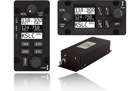 SkyView's dedicated COM radio interface for communicating with the Tower and ground frequencies
